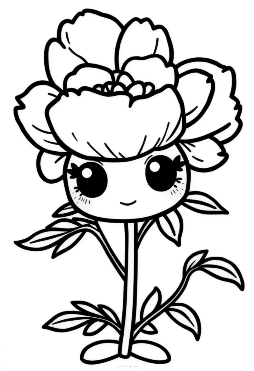 Peony coloring page for kids