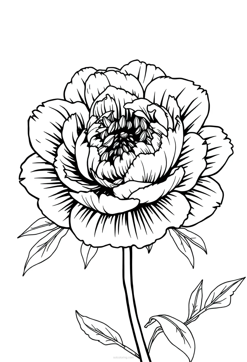 Peony coloring page for kids