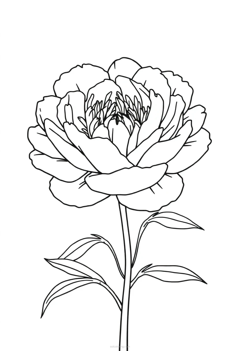 Peony coloring page for kids