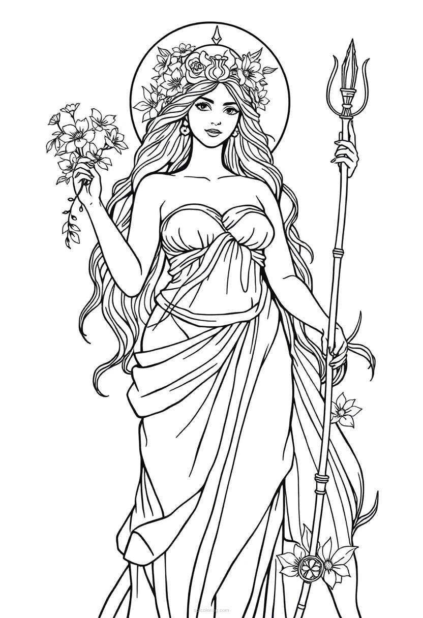 Persephone Spring Goddess coloring page for kids