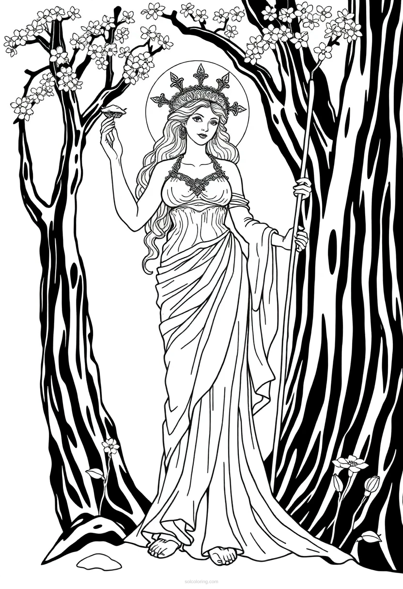 Persephone Spring Goddess coloring page for kids