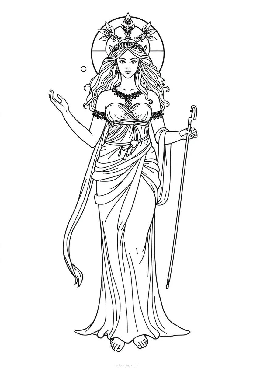 Persephone Spring Goddess coloring page for kids