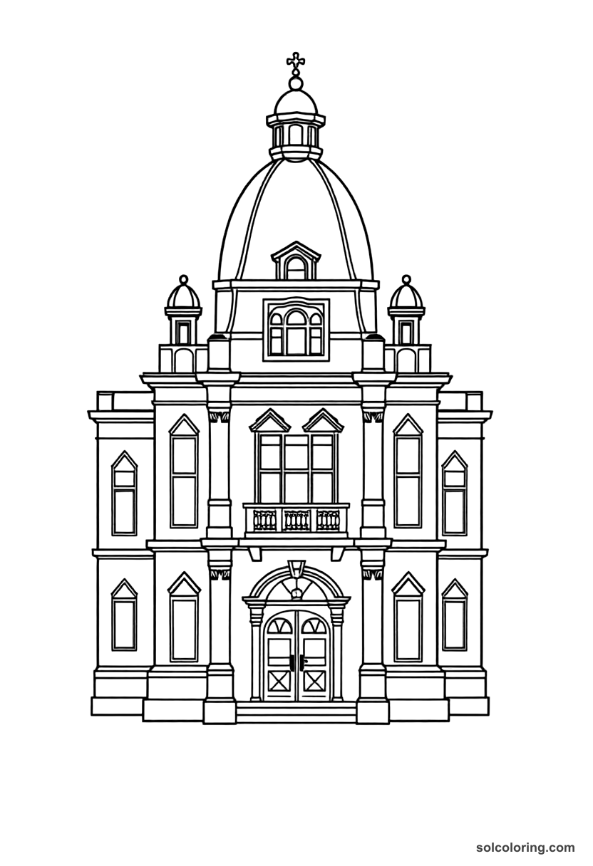 Chibi Peter the Great Building St. Petersburg coloring page, free printable chibi style