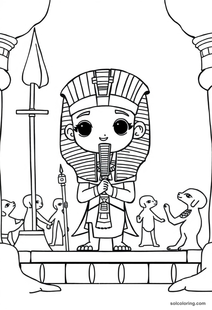 Chibi Pharaoh Akhenaten Worshipping the Aten