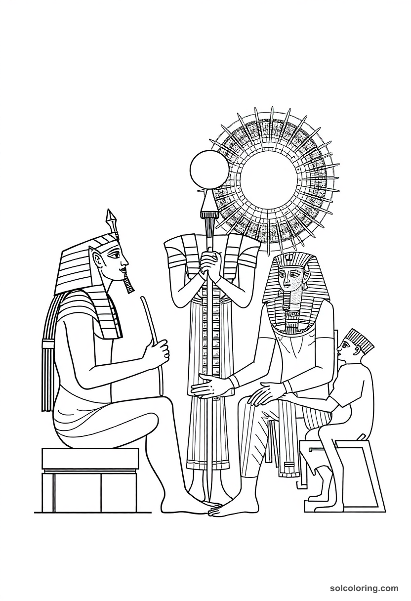 Pharaoh Akhenaten Worshipping the Aten
