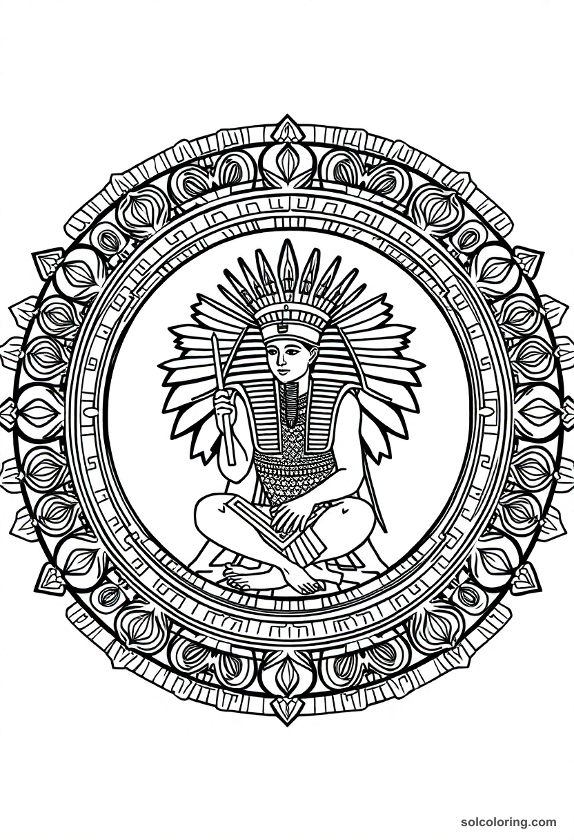 Mandala Pharaoh Akhenaten Worshipping the Aten