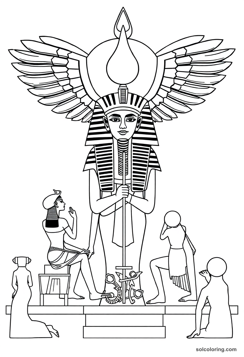 Pharaoh Akhenaten Worshipping the Aten