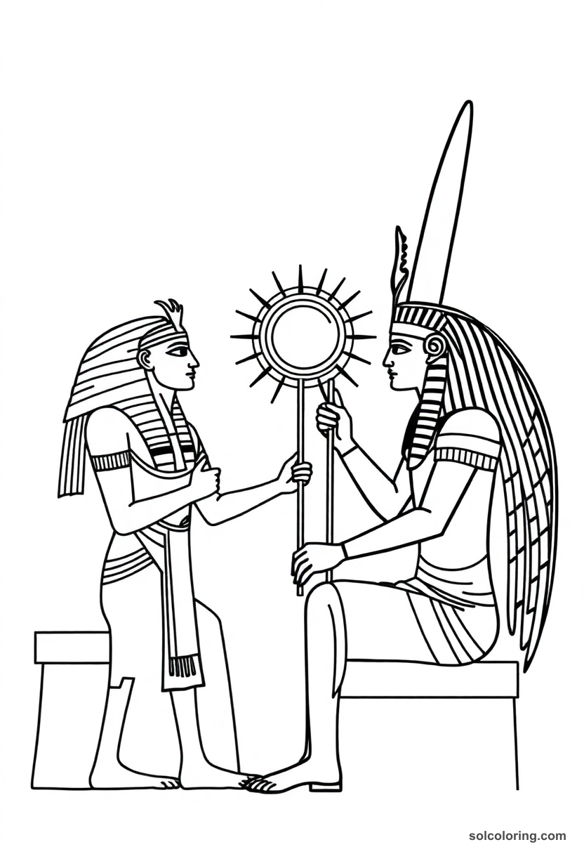 Simple Pharaoh Akhenaten Worshipping the Aten
