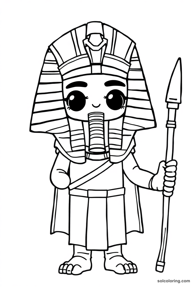 Chibi Pharaoh Khufu Holding the Crook and Flail