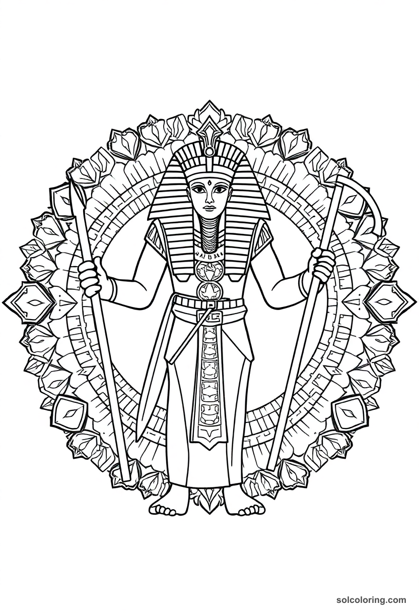 Mandala Pharaoh Khufu Holding the Crook and Flail