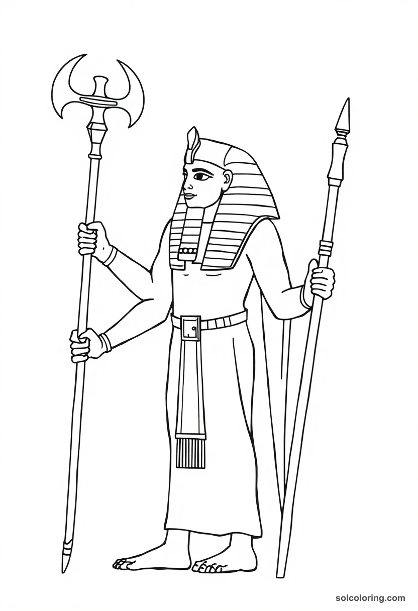 Pharaoh Khufu Holding the Crook and Flail