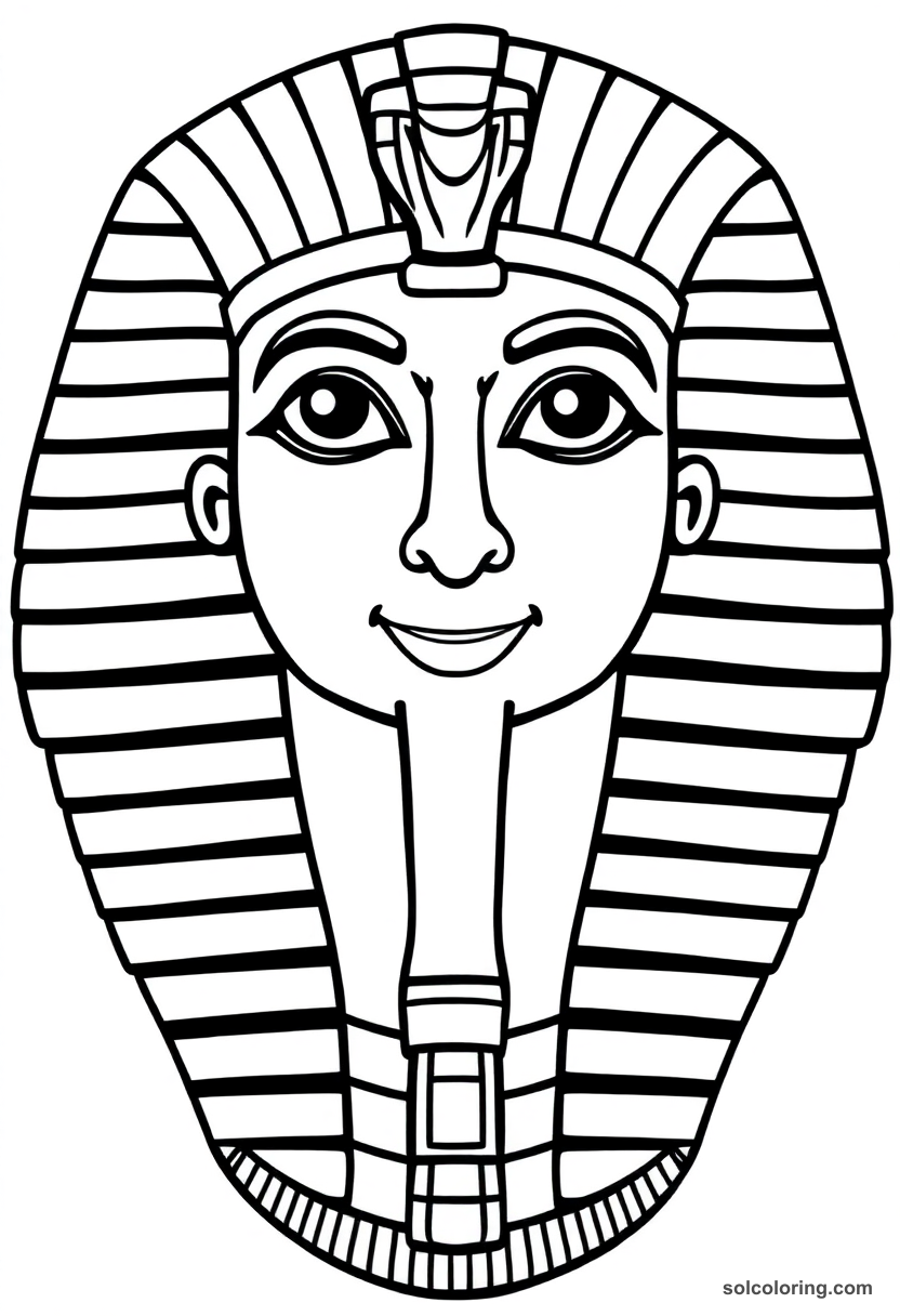 Cute Cartoon Pharaoh Tutankhamun's Golden Death Mask