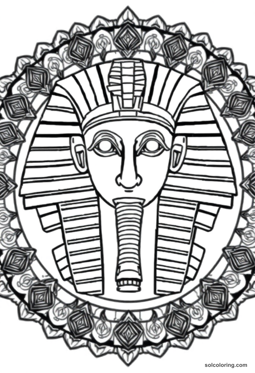 Mandala Pharaoh Tutankhamun's Golden Death Mask