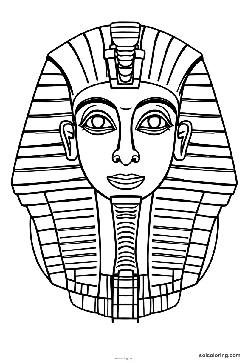 Simple Pharaoh Tutankhamun's Golden Death Mask simple coloring page for kids