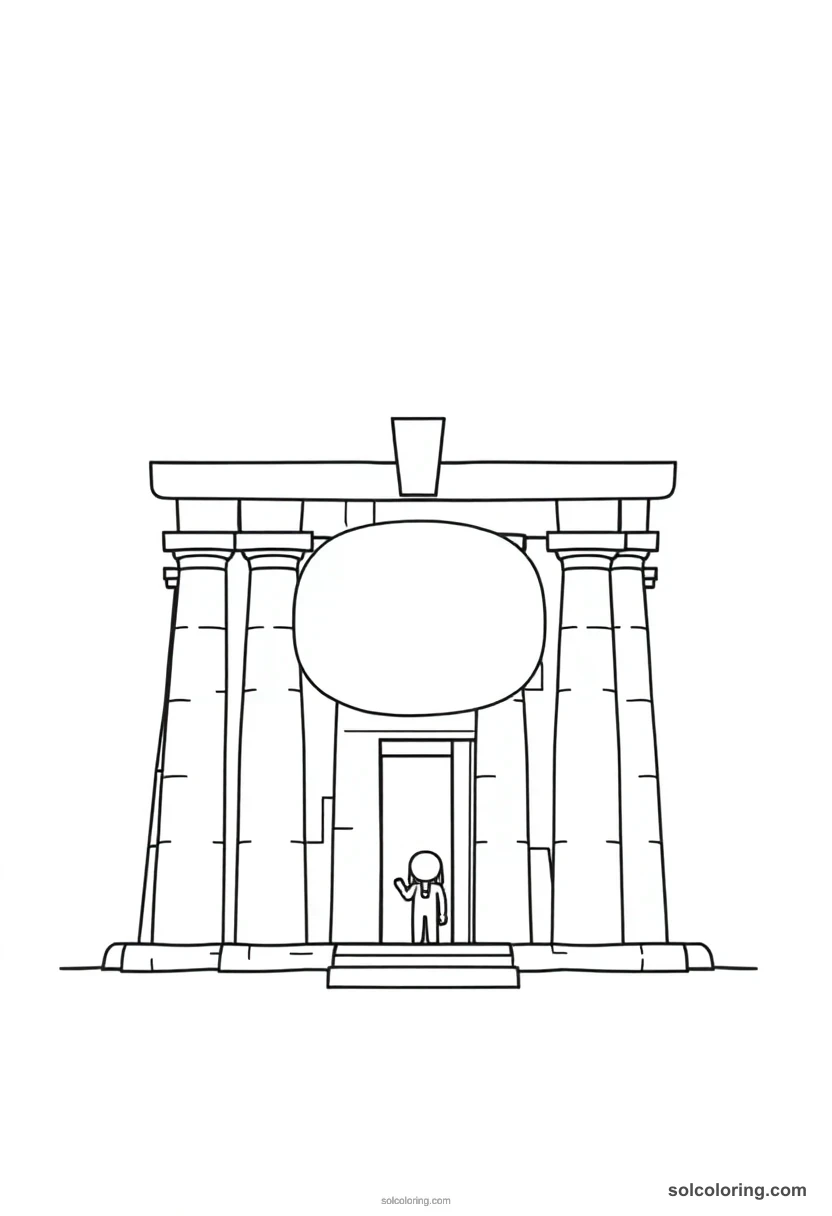 Chibi Philae Temple of Isis chibi coloring page for kids