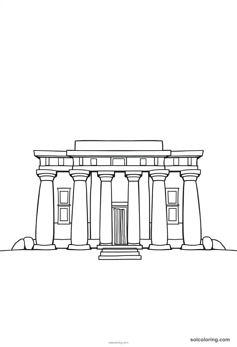 Cute Cartoon Philae Temple of Isis cute cartoon coloring page for kids