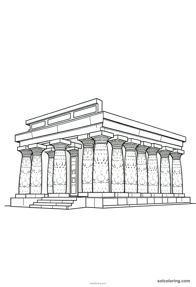 Philae Temple of Isis detailed coloring page for kids