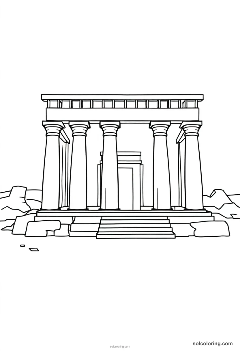 Simple Philae Temple of Isis simple coloring page for kids