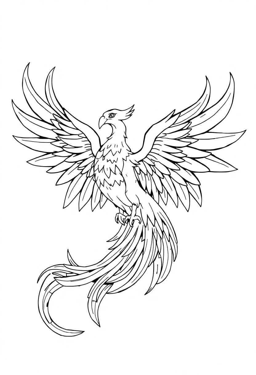 Phoenix coloring page, free printable
