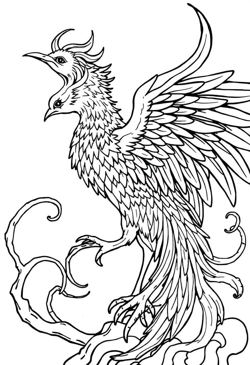 Phoenix coloring page, free printable