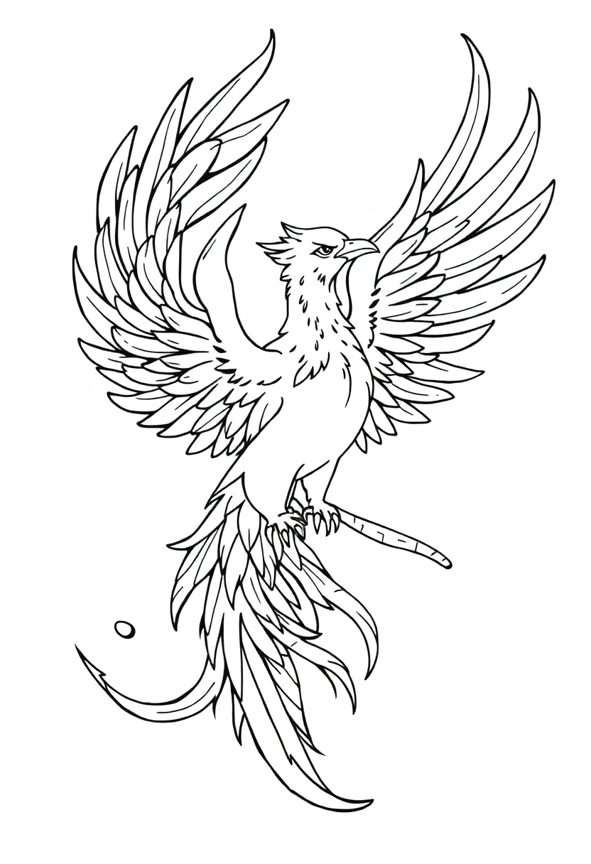 Phoenix Firebird coloring page, free printable