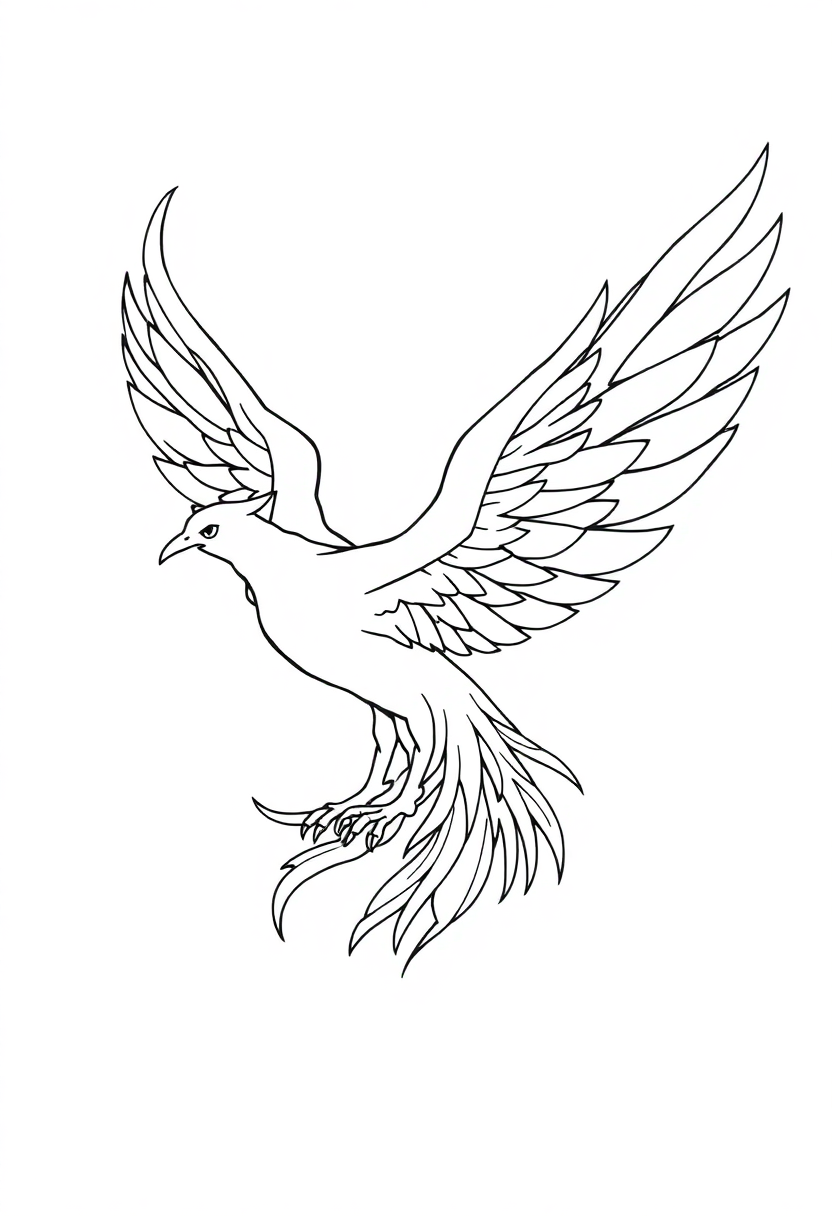 Phoenix Firebird coloring page, free printable