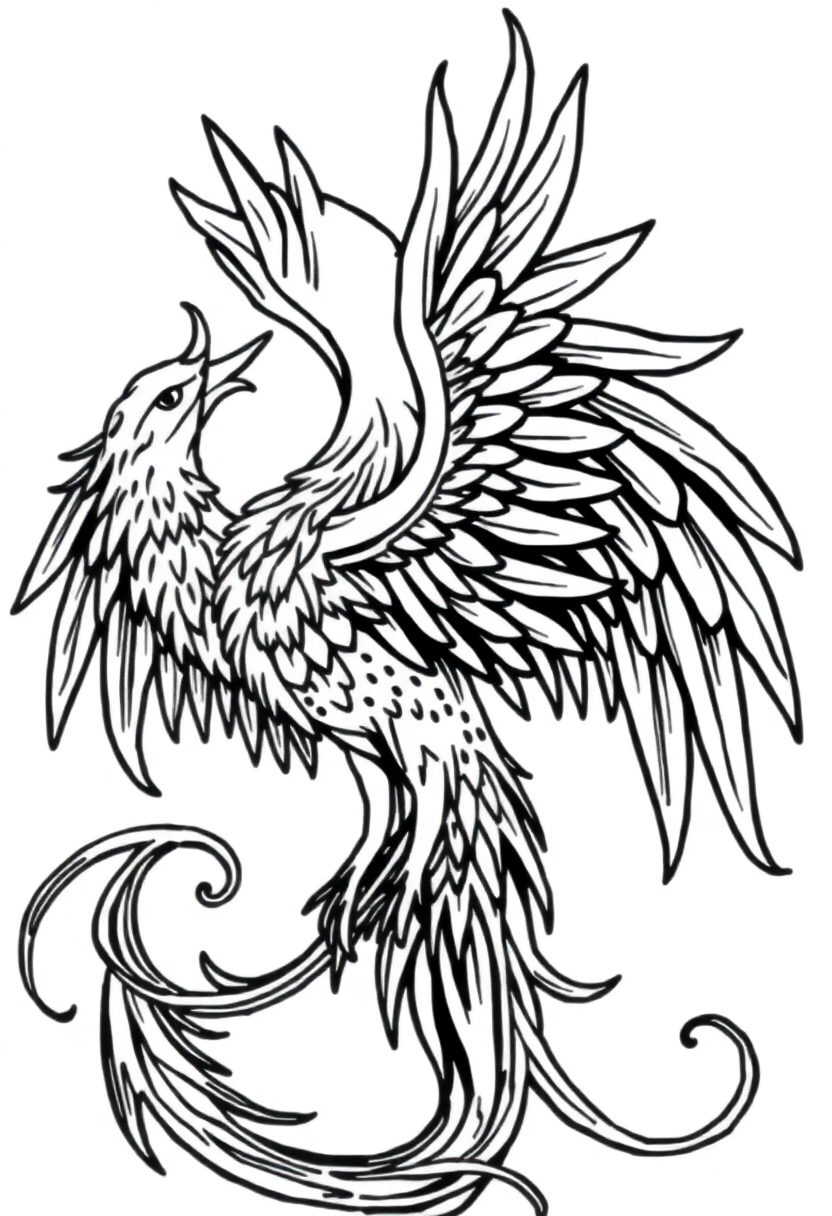 Phoenix Firebird coloring page, free printable