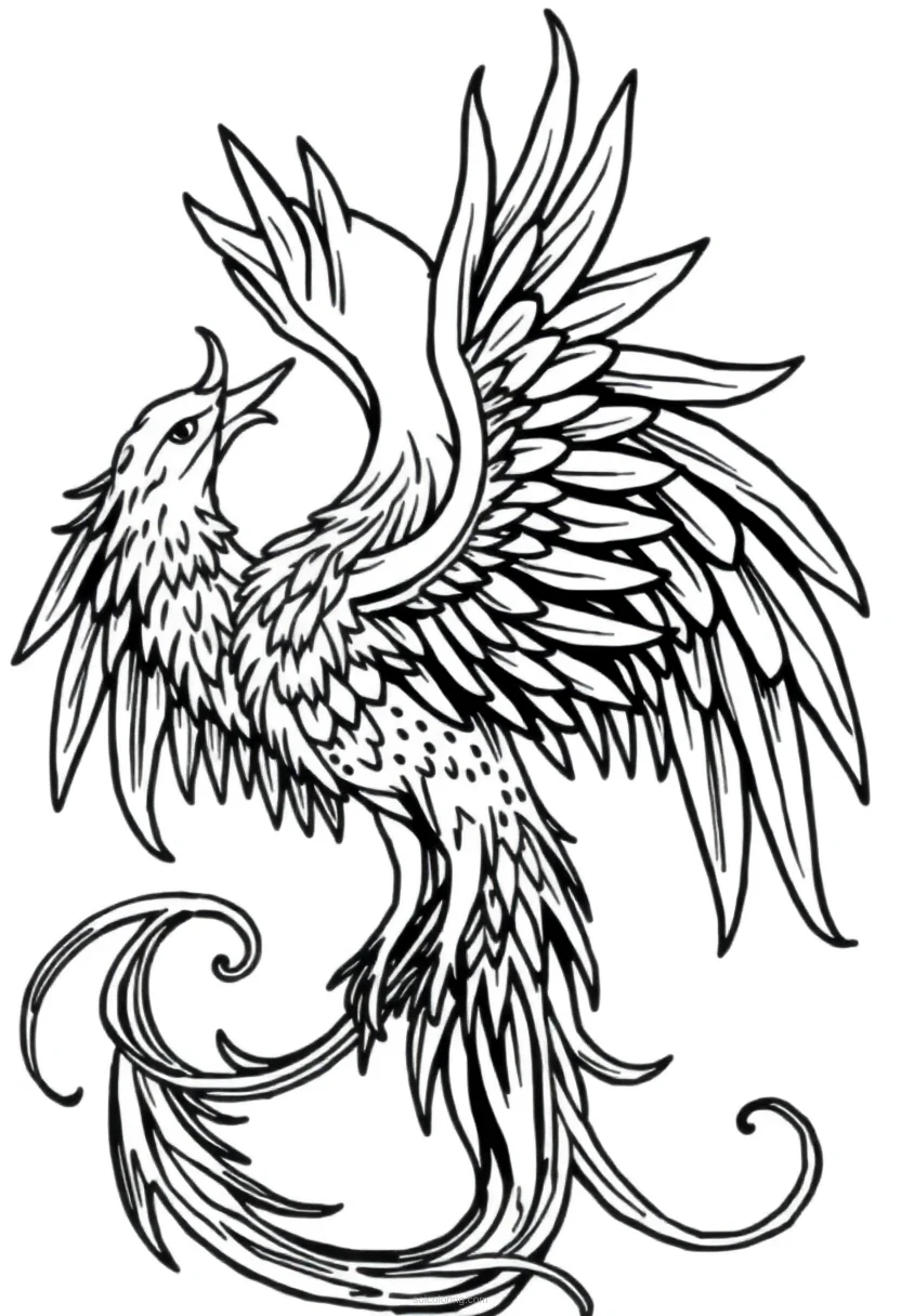 Phoenix Firebird coloring page for kids