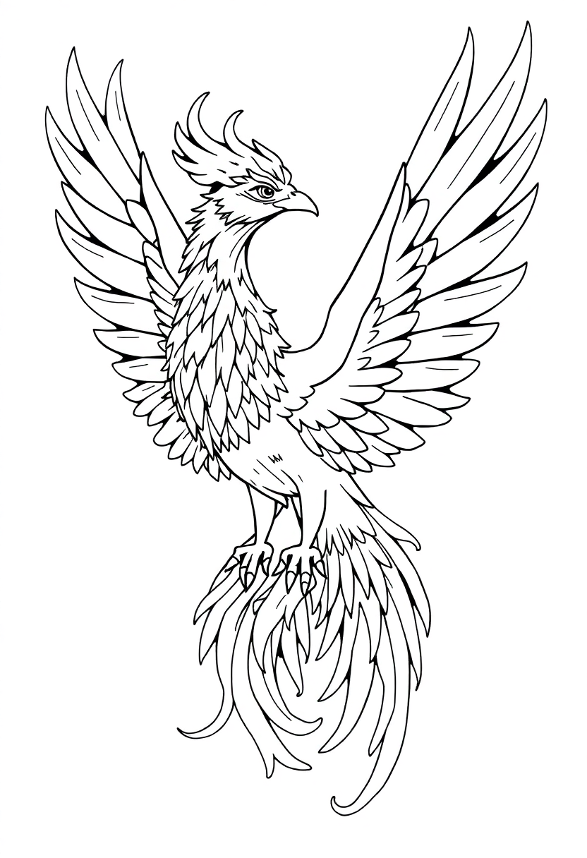 Phoenix Firebird coloring page, free printable