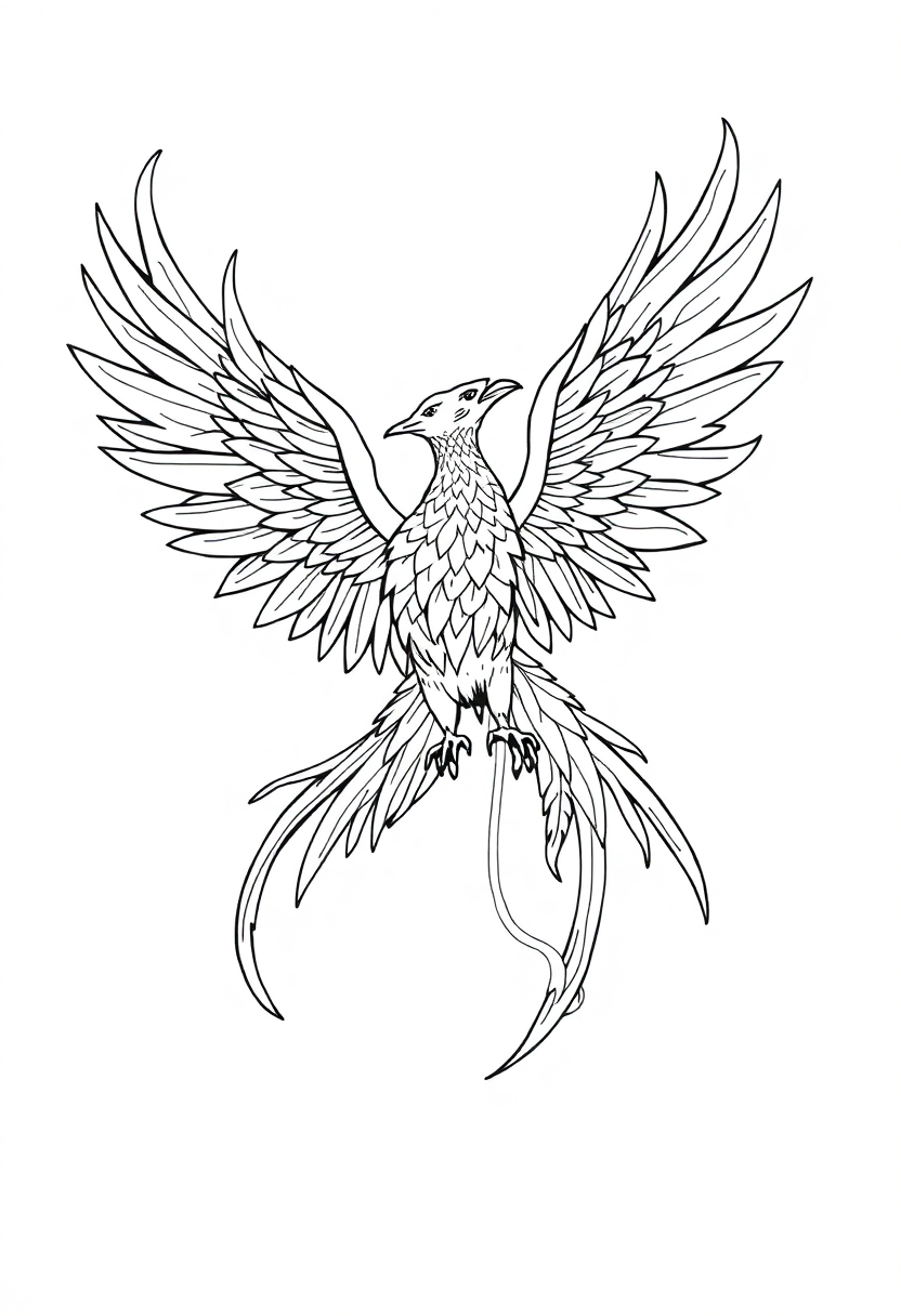 Phoenix Firebird coloring page, free printable
