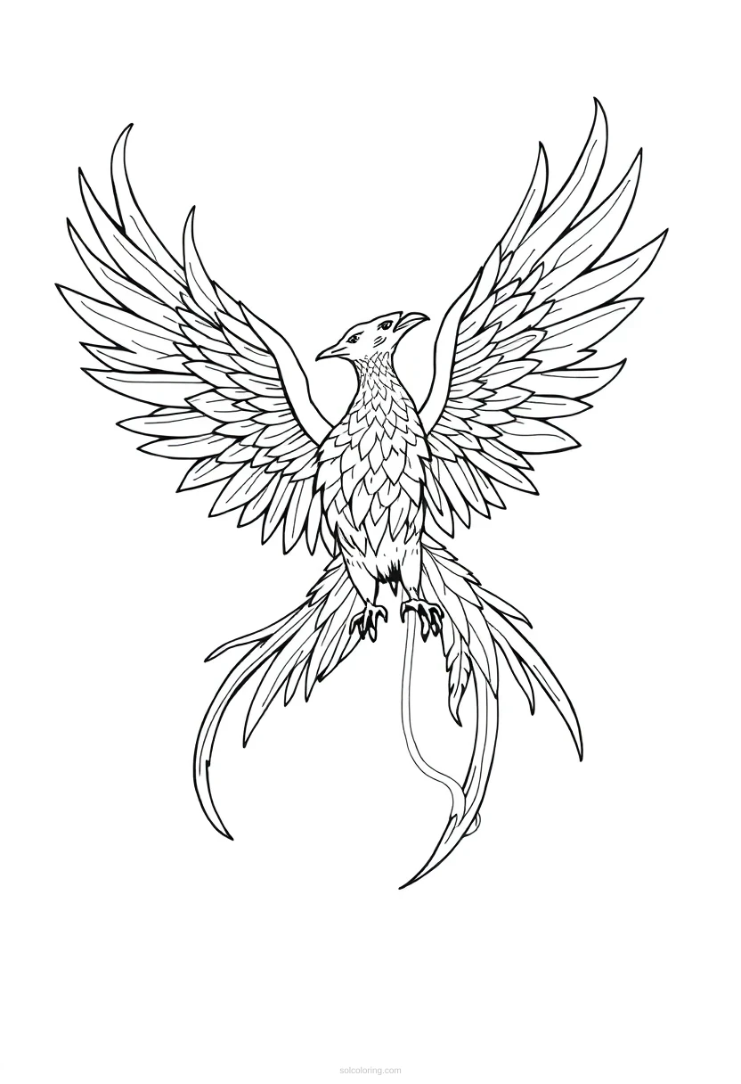 Phoenix Firebird coloring page for kids