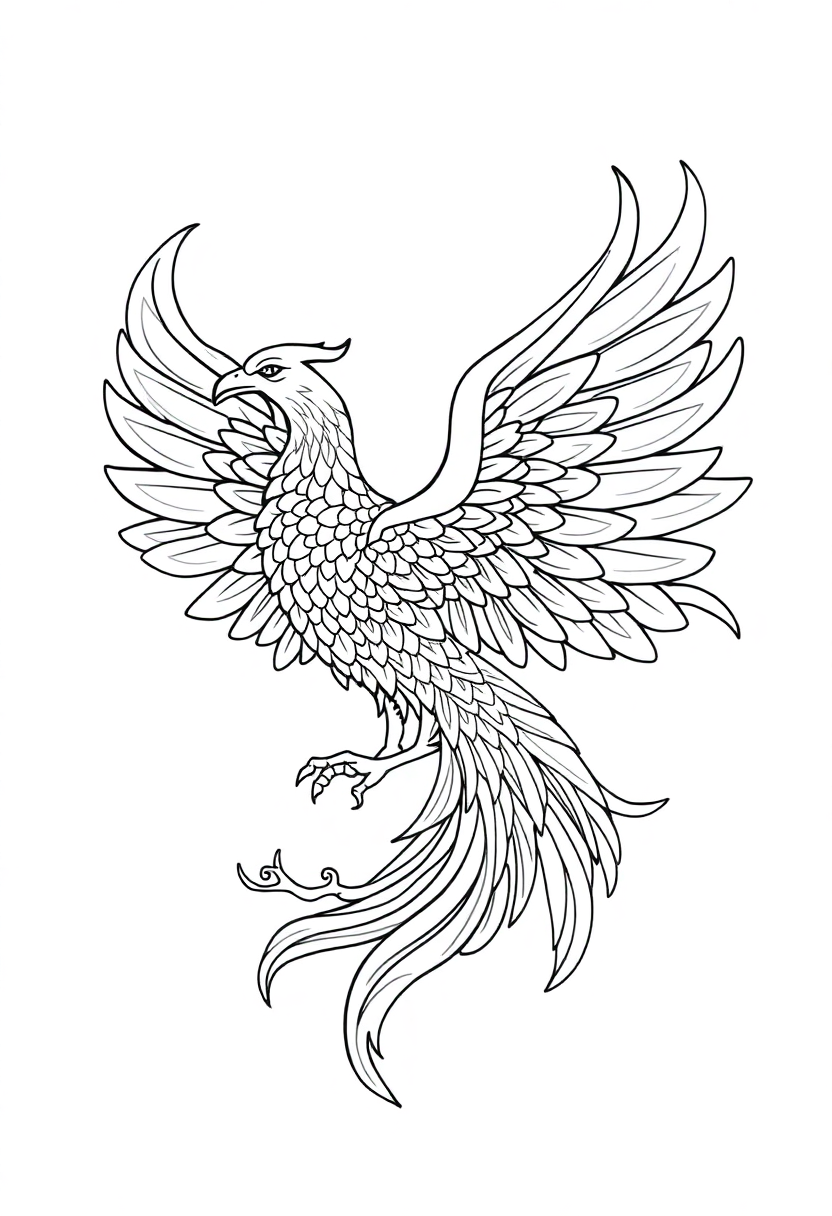 Phoenix Mandala coloring page for kids
