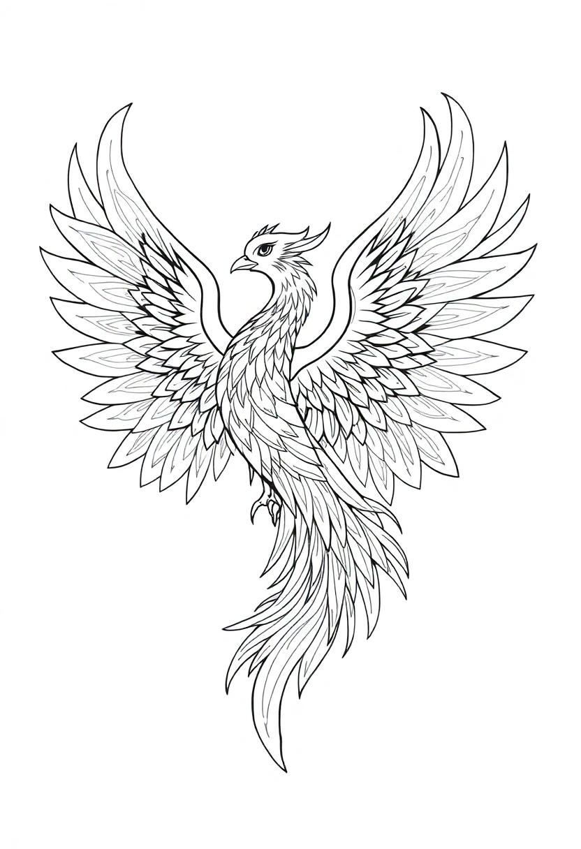 Phoenix Mandala coloring page for kids