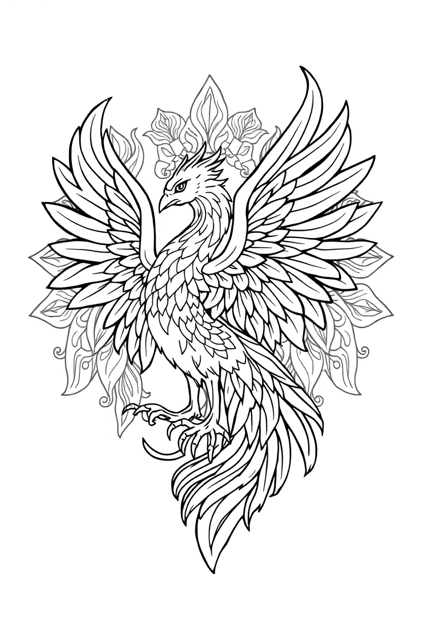 Phoenix Mandala coloring page for kids