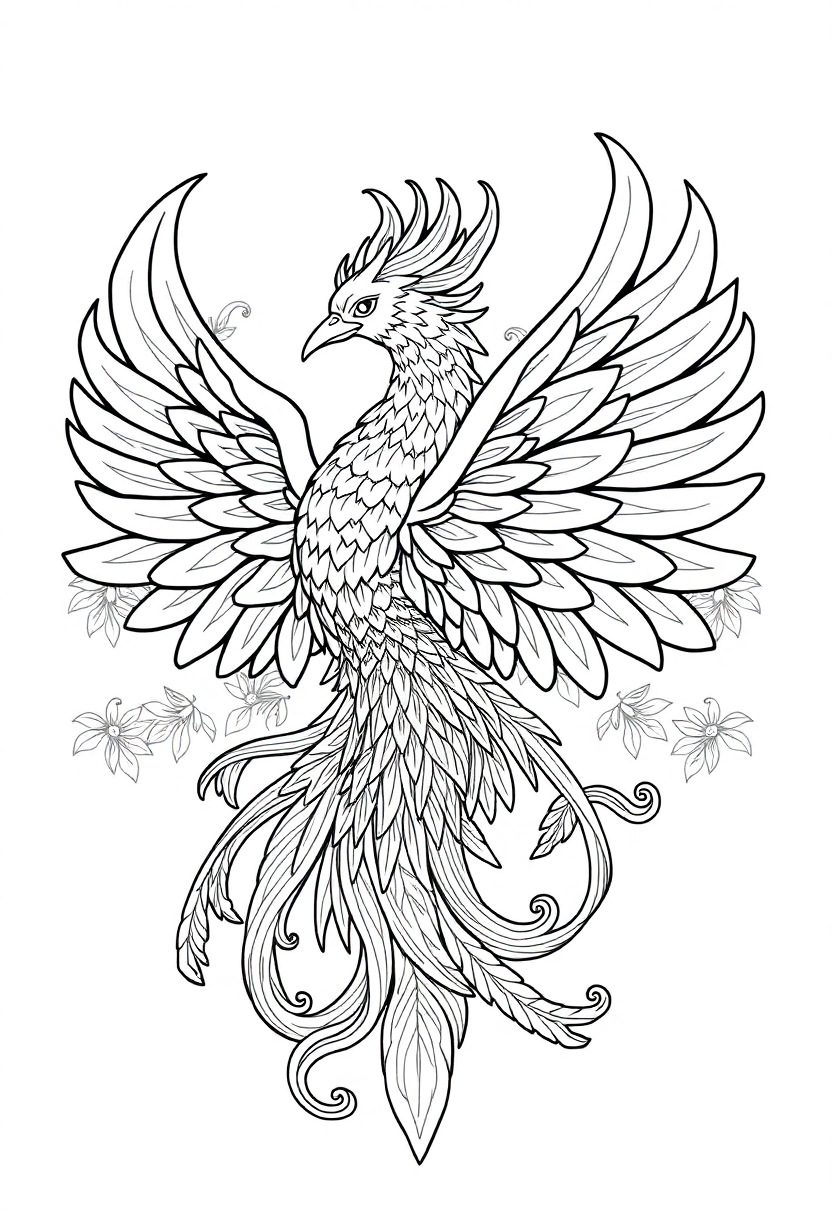 Phoenix Mandala coloring page for kids