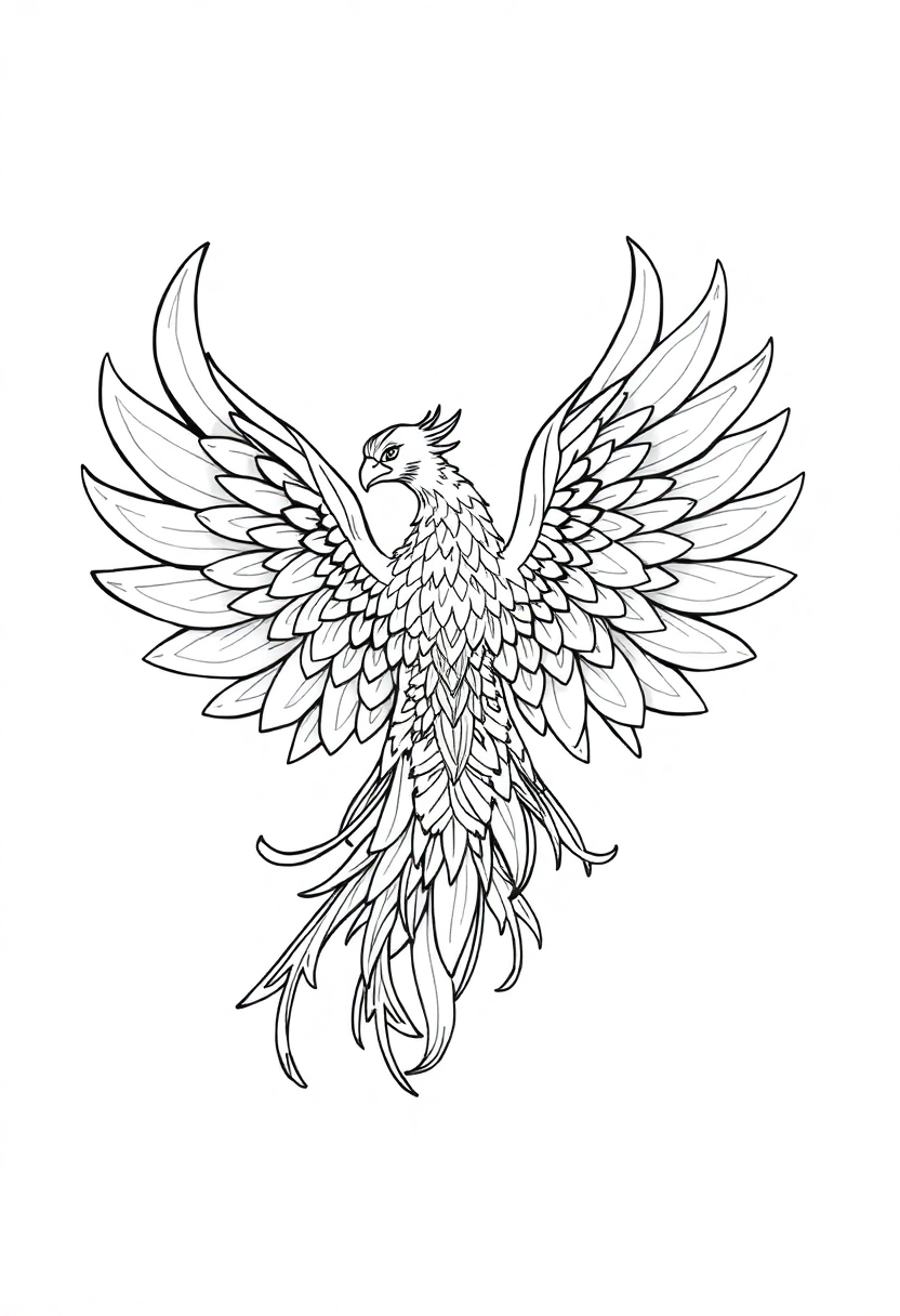 Phoenix Mandala coloring page for kids