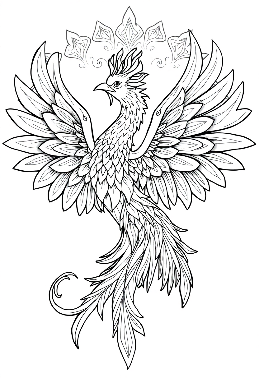 Phoenix Mandala coloring page for kids