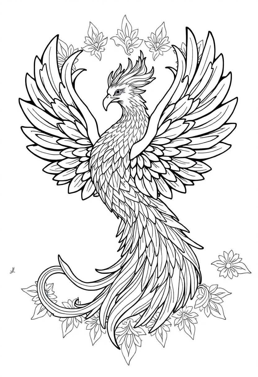 Phoenix Mandala coloring page for kids
