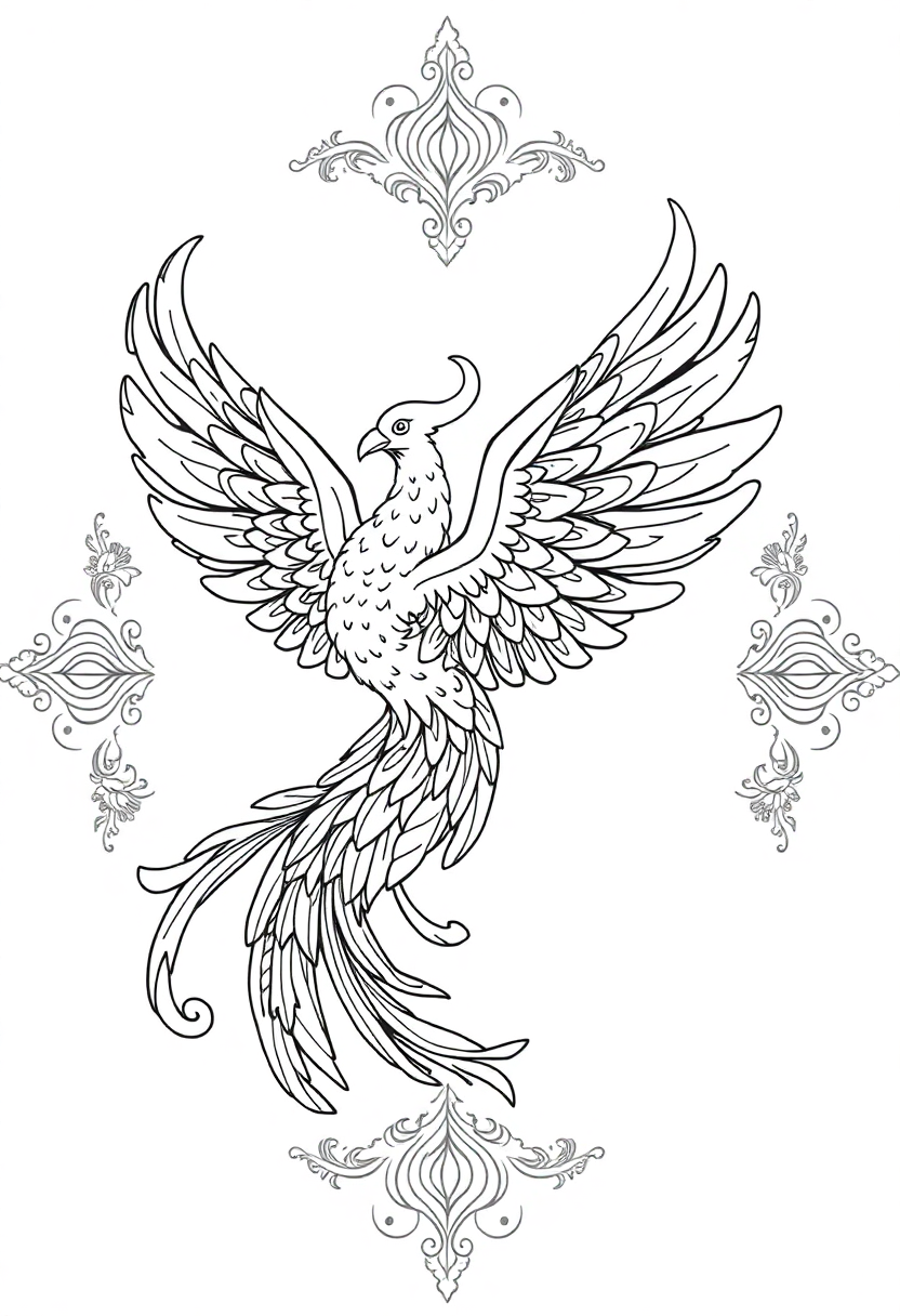 Phoenix Mandala coloring page for kids
