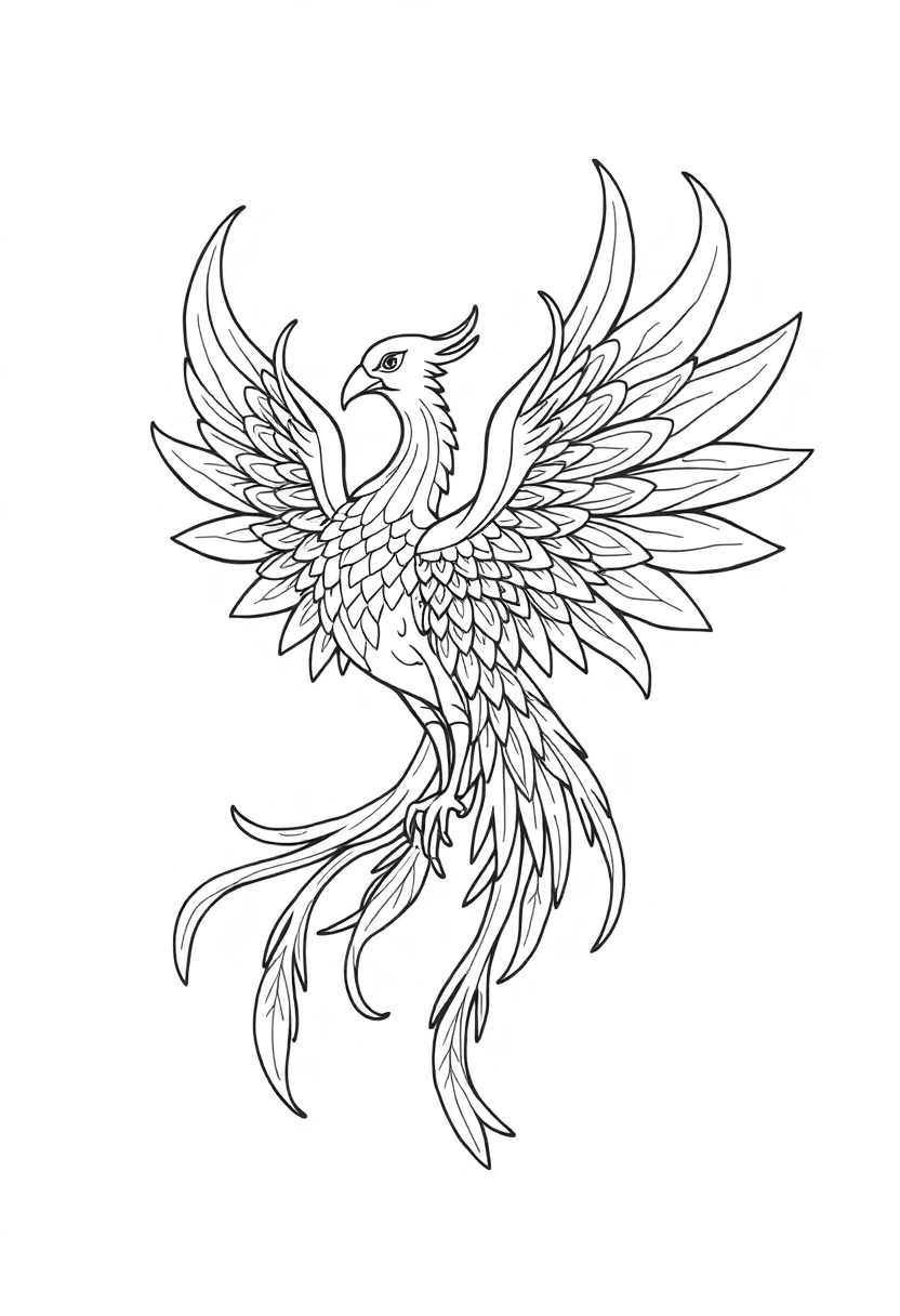 Phoenix Mandala coloring page for kids