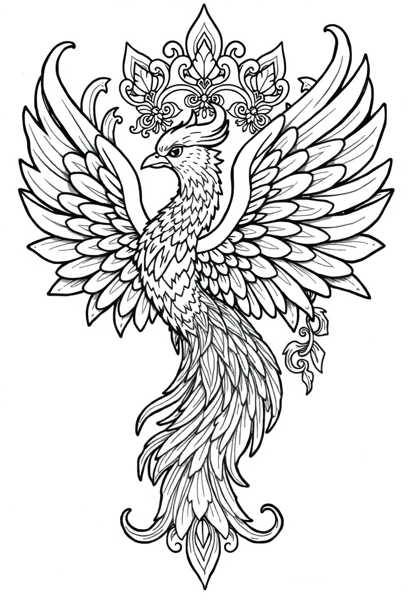 Phoenix Mandala coloring page for kids