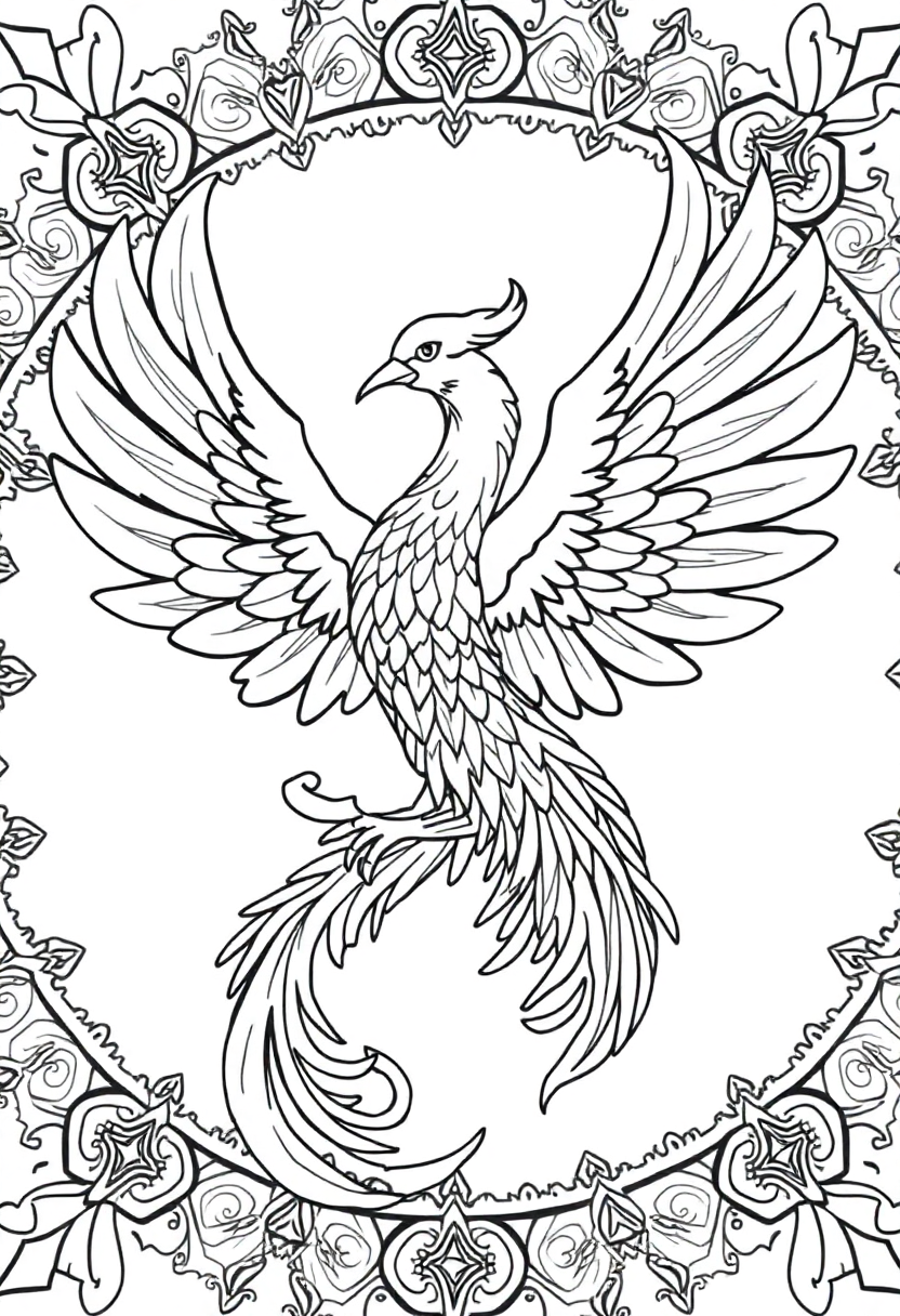 Phoenix Mandala coloring page for kids