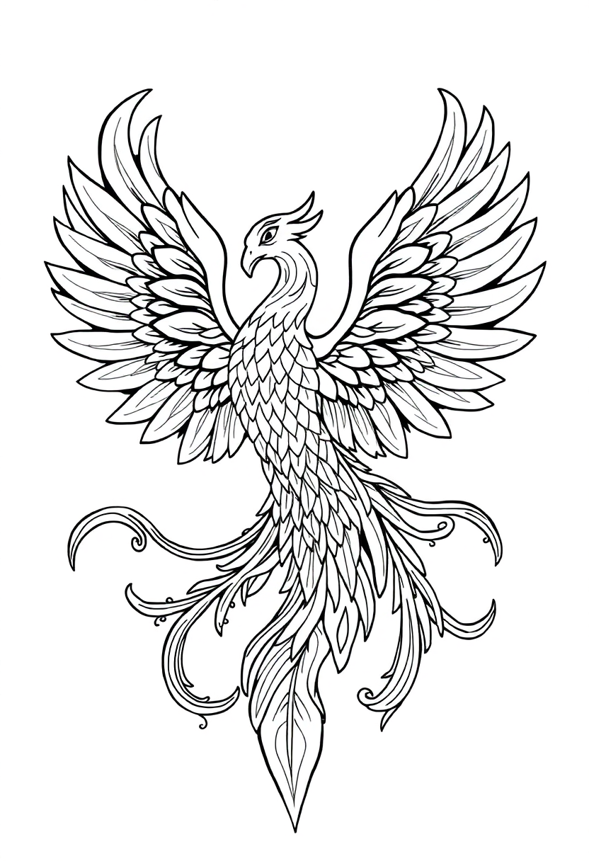 Phoenix Mandala coloring page for kids