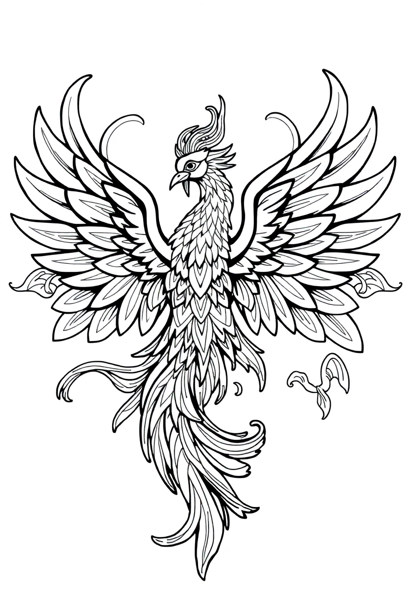 Phoenix Mandala Simple coloring pages