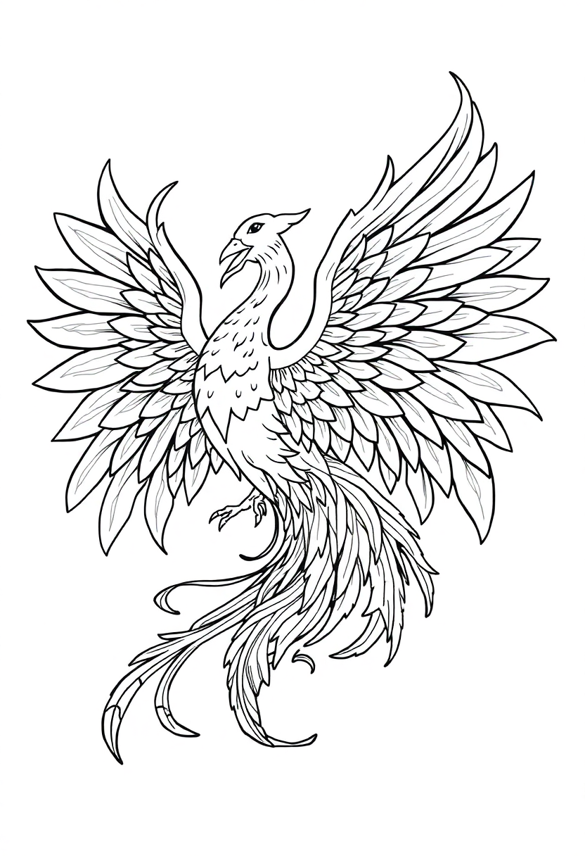 Phoenix Mandala coloring page for kids