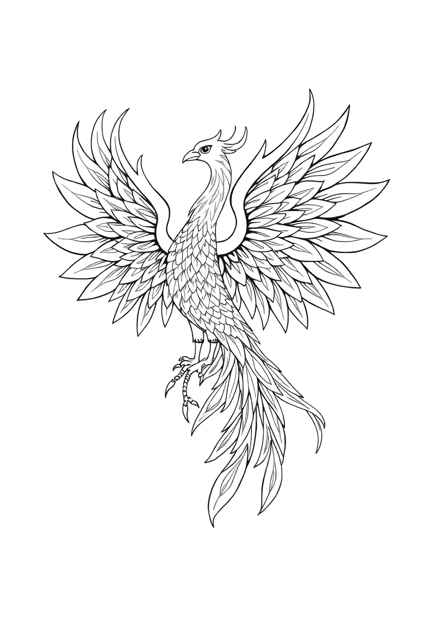 Phoenix Mandala coloring page for kids