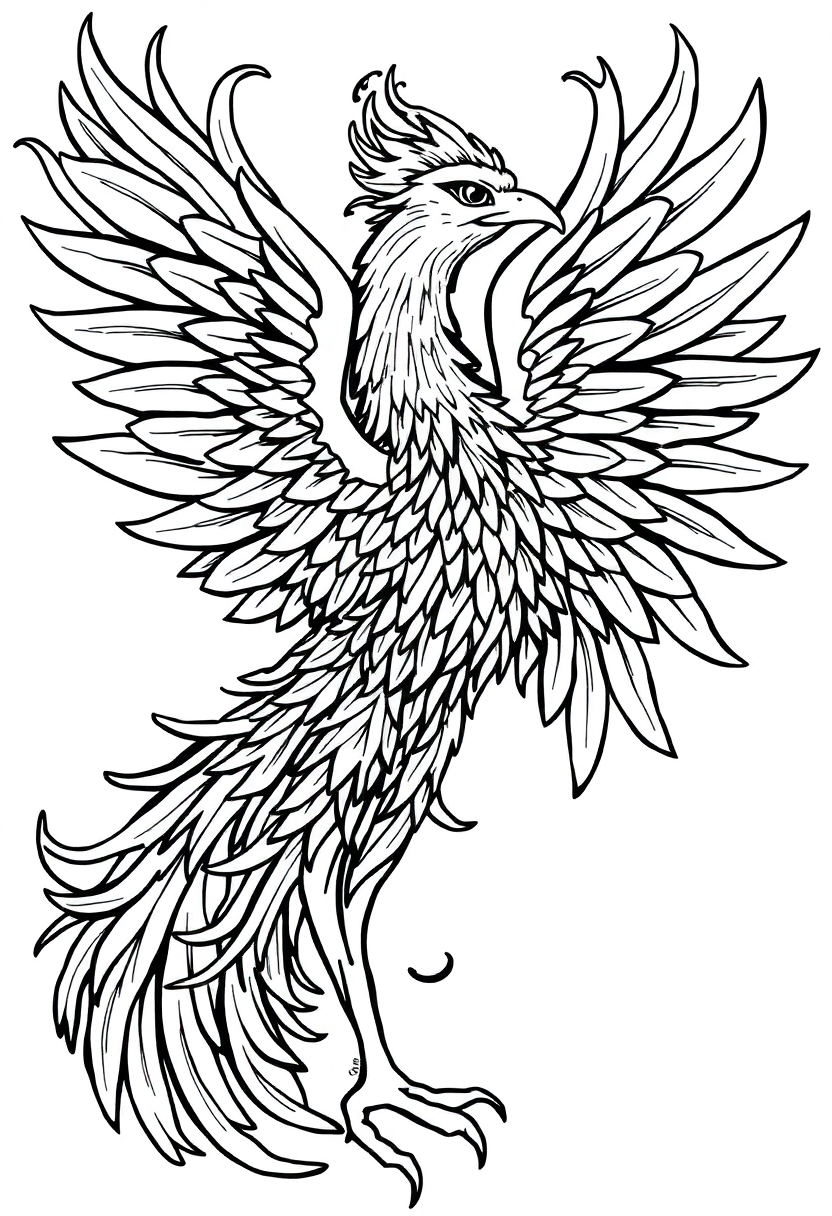 Phoenix coloring page, free printable
