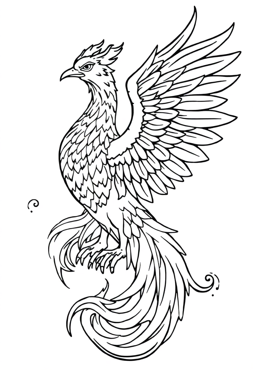 Phoenix coloring page, free printable