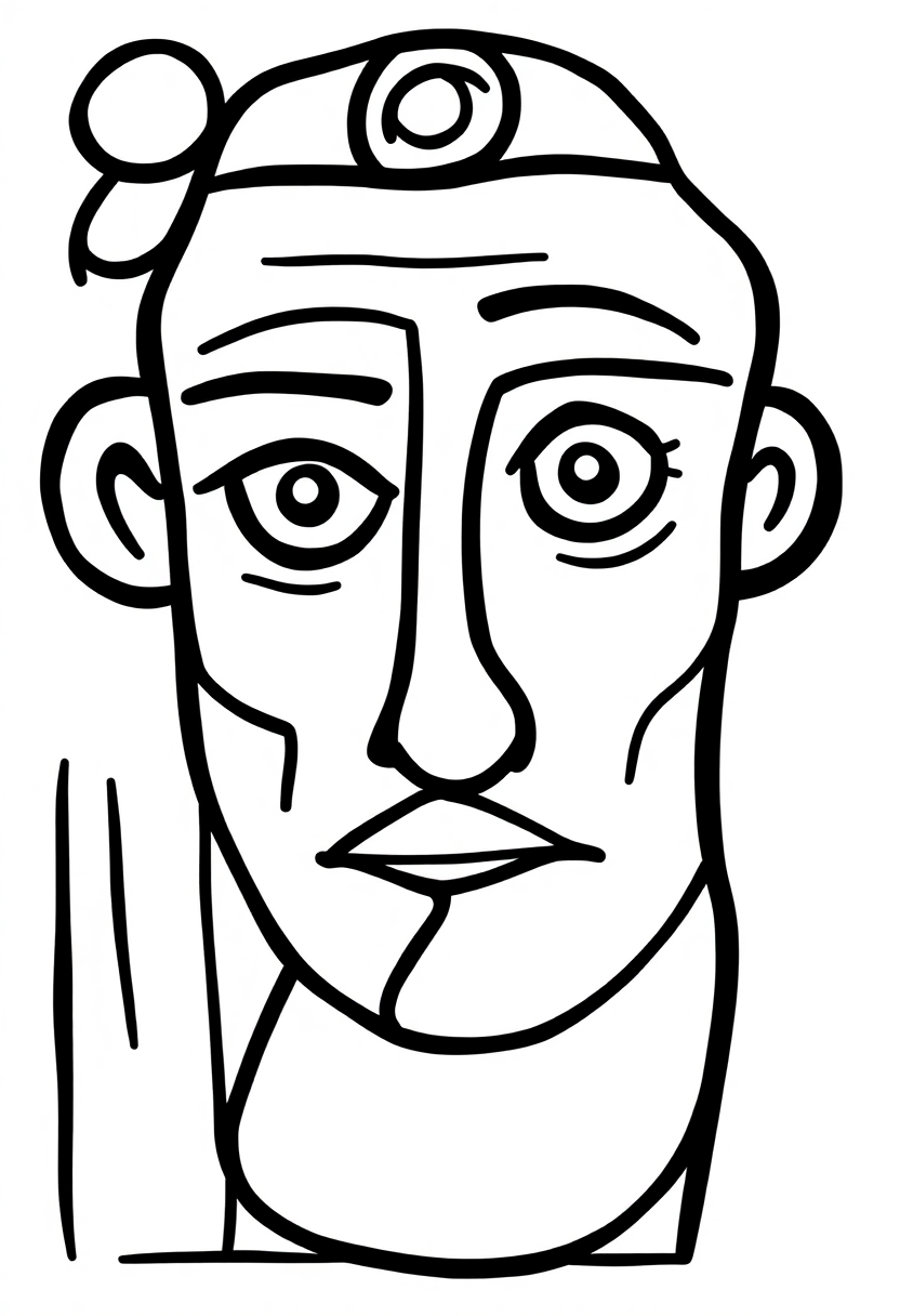 Picasso Cubist Portrait coloring page, free printable