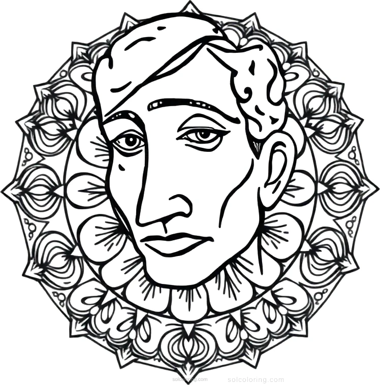 Picasso Cubist Portrait coloring page for kids